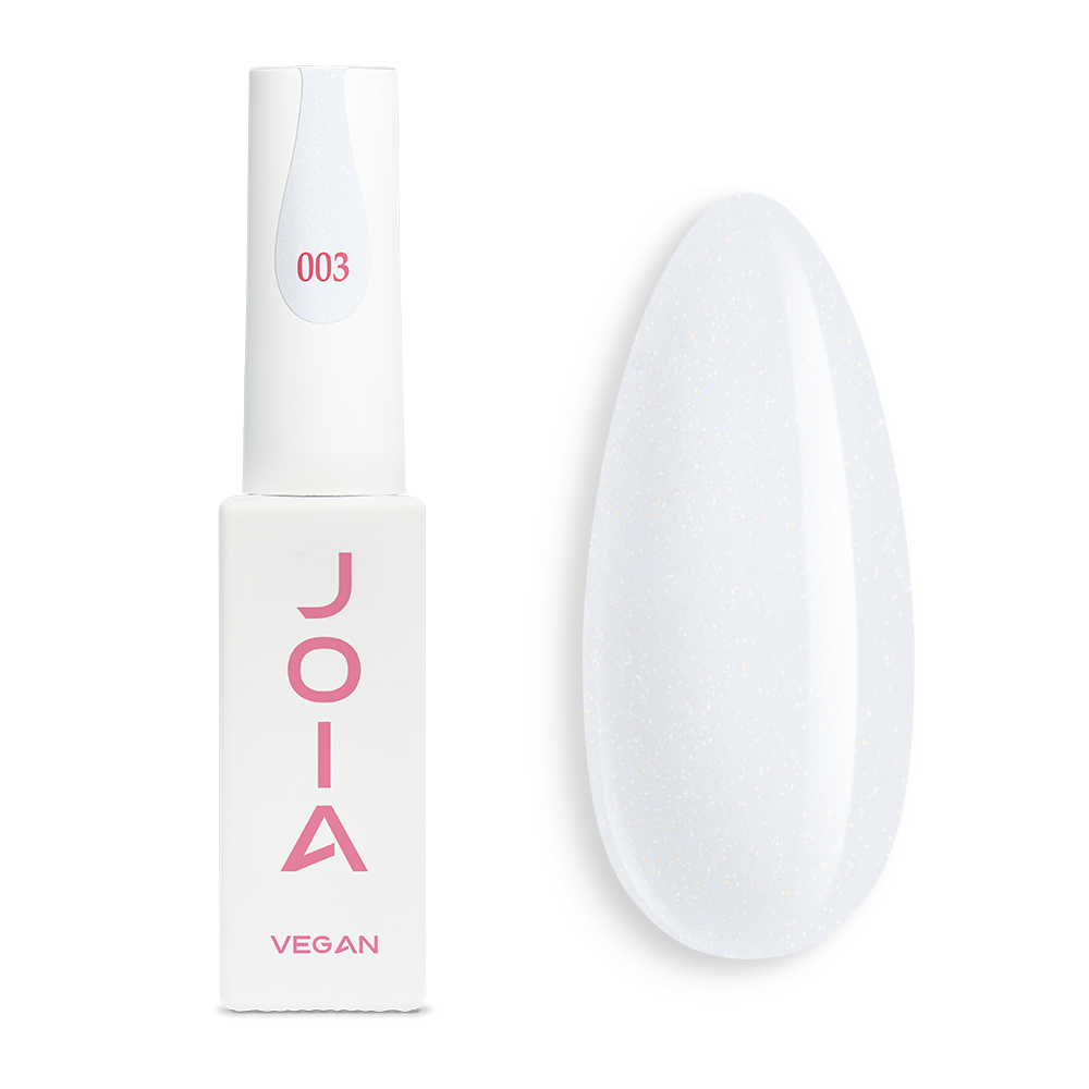 Гел лак 003 JOIA vegan, 6 ml – шишенцето и типсове с нанесен цвят