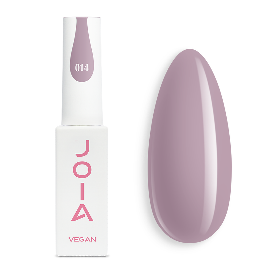 Гел лак 014 JOIA vegan, 6 ml – шишенцето и типсове с нанесен цвят