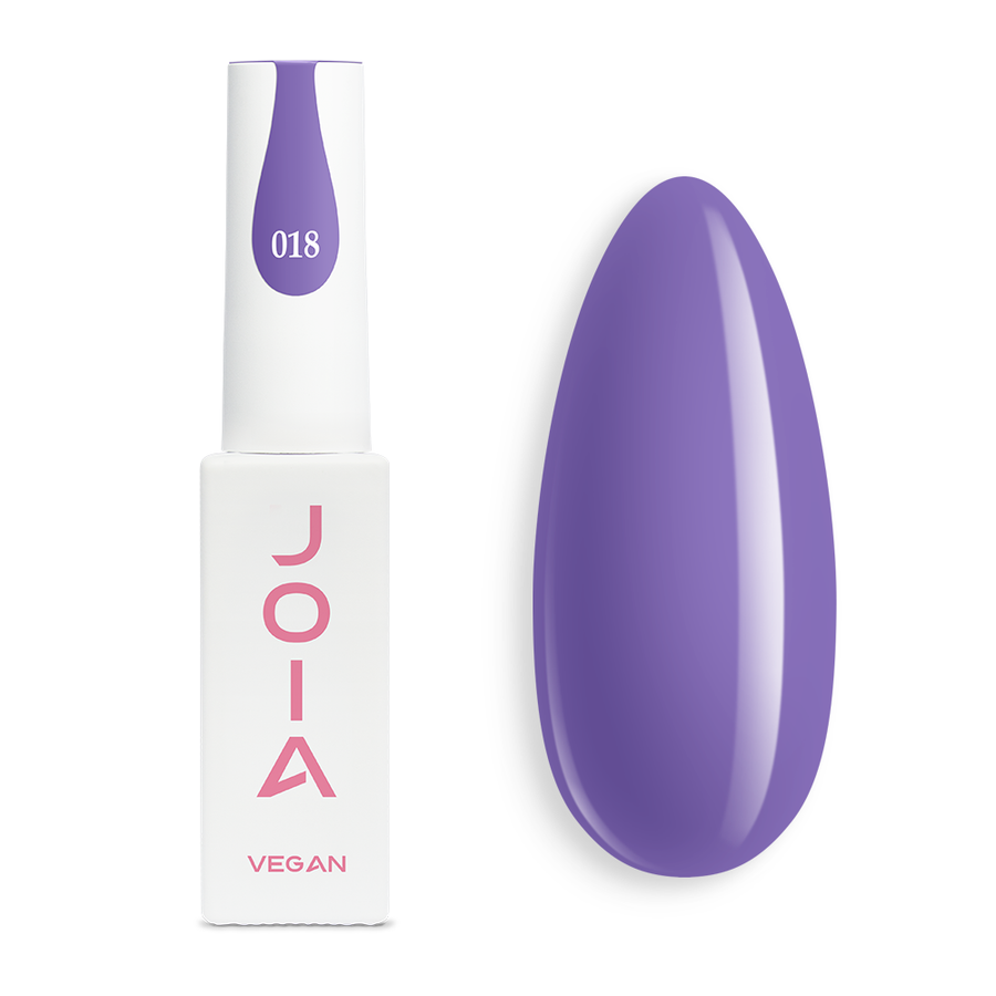 Гел лак 018 JOIA vegan, 6 ml – шишенцето и типсове с нанесен цвят