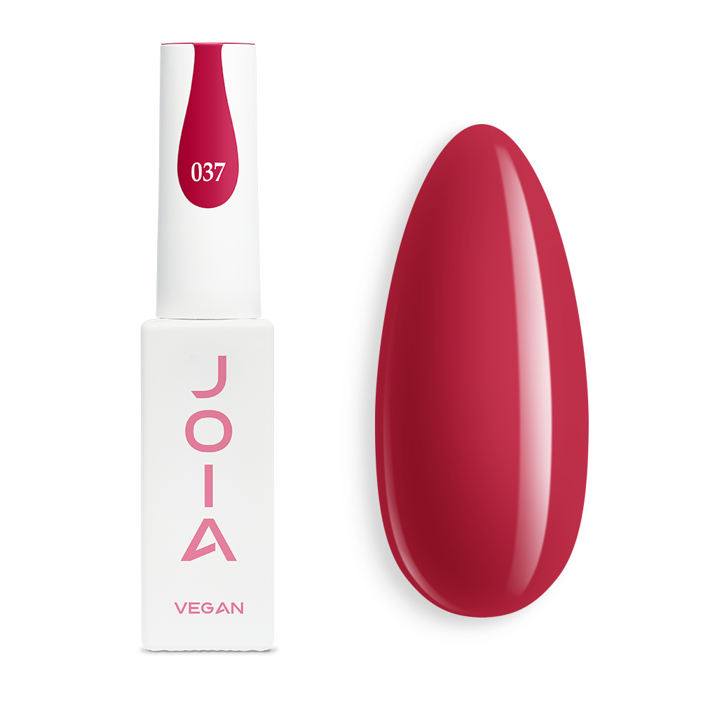 Гел лак 037 JOIA vegan, 6 ml – шишенцето и типсове с нанесен цвят