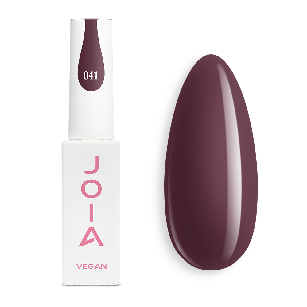 Гел лак 041 JOIA vegan, 6 ml – шишенцето и типсове с нанесен цвят