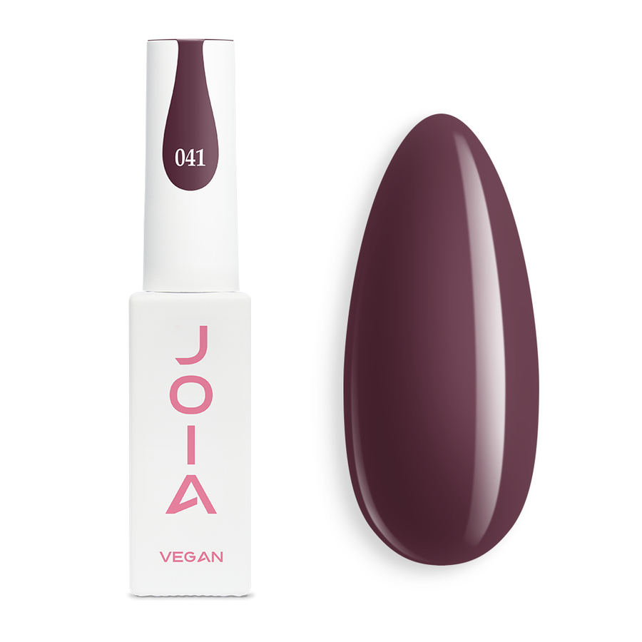 Гел лак 041 JOIA vegan, 6 ml – шишенцето и типсове с нанесен цвят