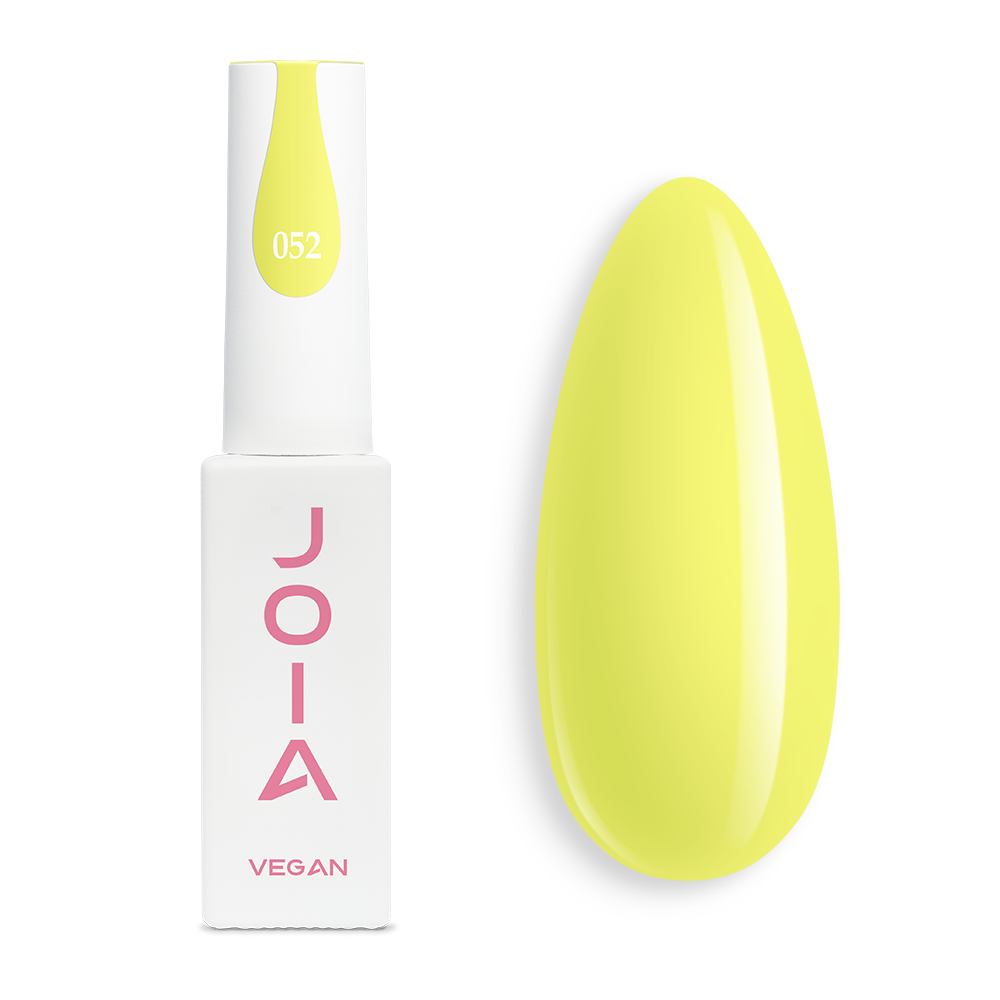 Гел лак 052 JOIA vegan, 6 ml – шишенцето и типсове с нанесен цвят