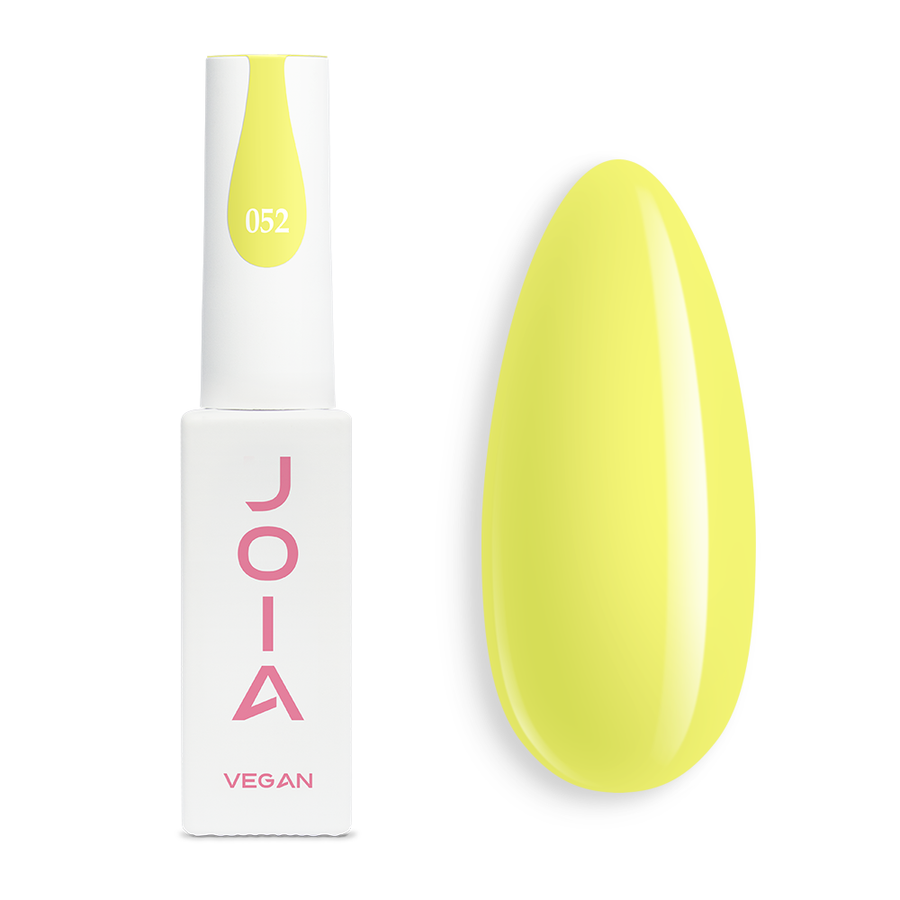 Гел лак 052 JOIA vegan, 6 ml – шишенцето и типсове с нанесен цвят