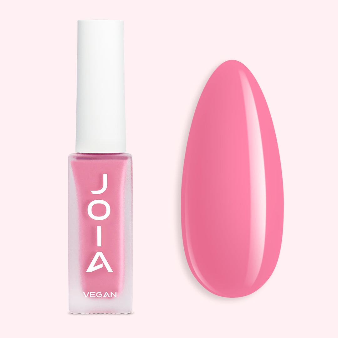 Подхранващ лак за нокти 4 в 1 JOIA vegan, 06 Pink voltage, 8ml – шишенцето и типсове с нанесен цвят