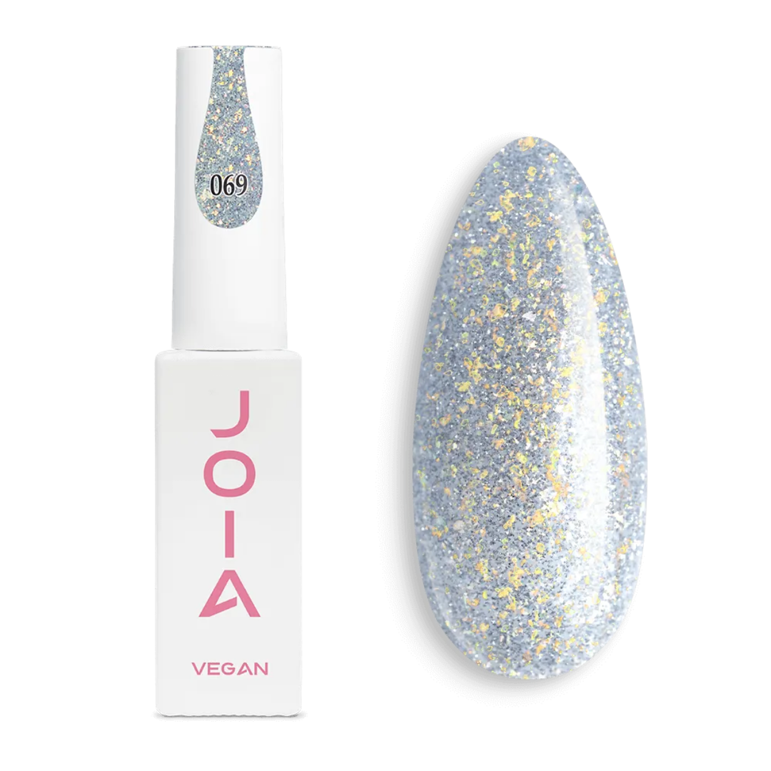 Гел лак 069 JOIA vegan, 6 ml – сребърен нюанс, многоцветен