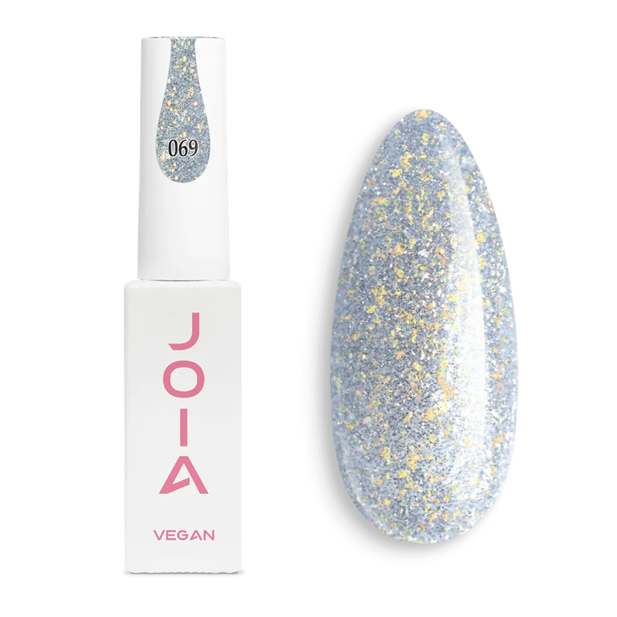 Гел лак 069 JOIA vegan, 6 ml – сребърен нюанс, многоцветен