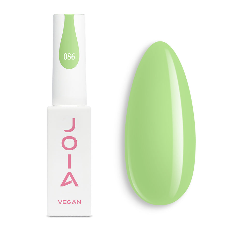 Гел лак 086 JOIA vegan, 6 ml – шишенцето и типсове с нанесен цвят