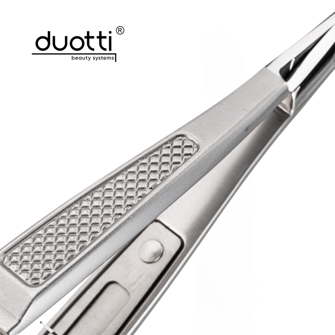 Професионална микро ножица за кожички Duotti DMS 01, матирана, L-120 mm, остриета 18 mm – за обработка на кожички