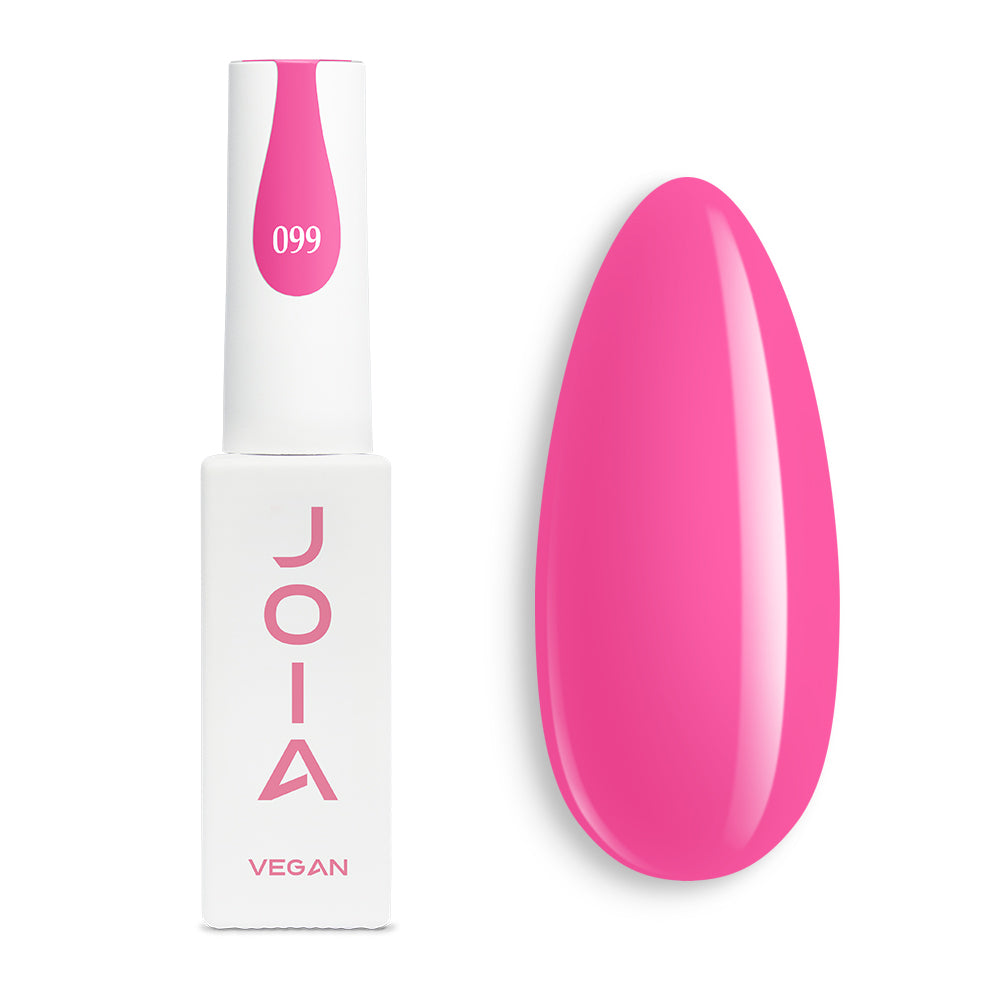 Гел лак 099 JOIA vegan, 6 ml – шишенцето и типсове с нанесен цвят