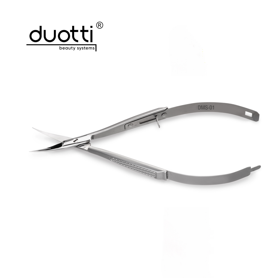 Професионална микро ножица за кожички Duotti DMS 01, матирана, L-120 mm, остриета 18 mm – от категория Инструменти за маникюр