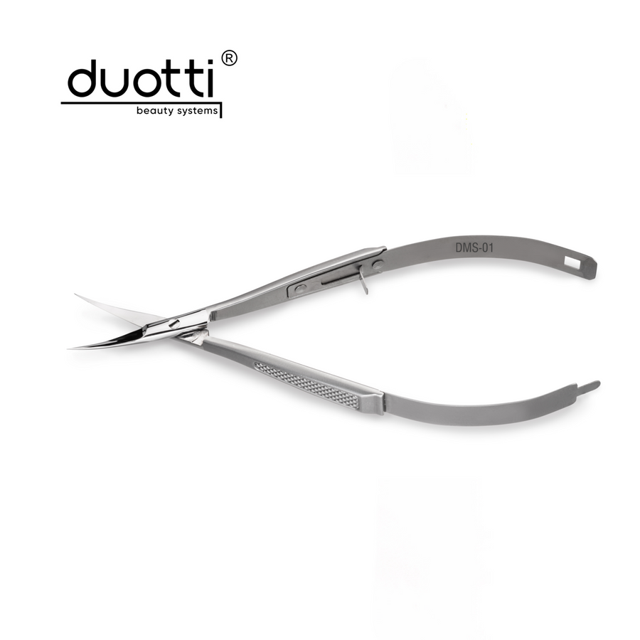 Професионална микро ножица за кожички Duotti DMS 01, матирана, L-120 mm, остриета 18 mm – от категория Инструменти за маникюр