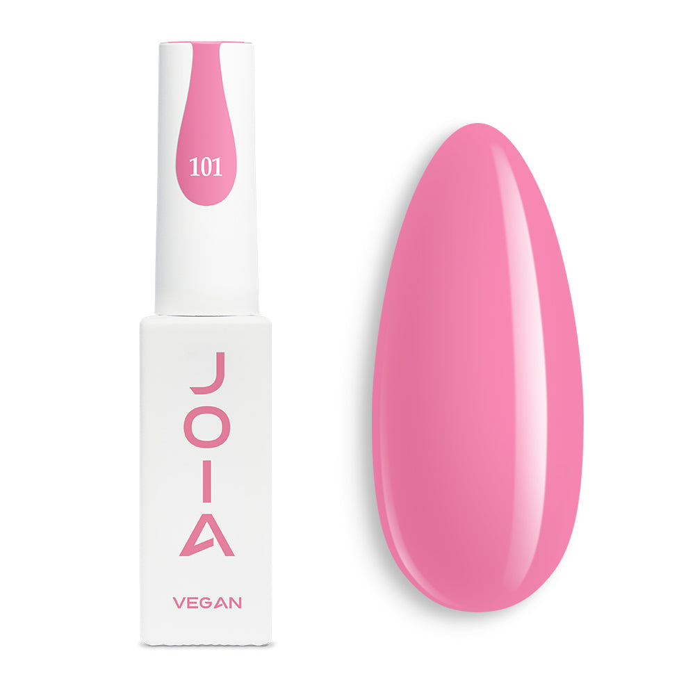 Гел лак 101 JOIA vegan, 6 ml – шишенцето и типсове с нанесен цвят