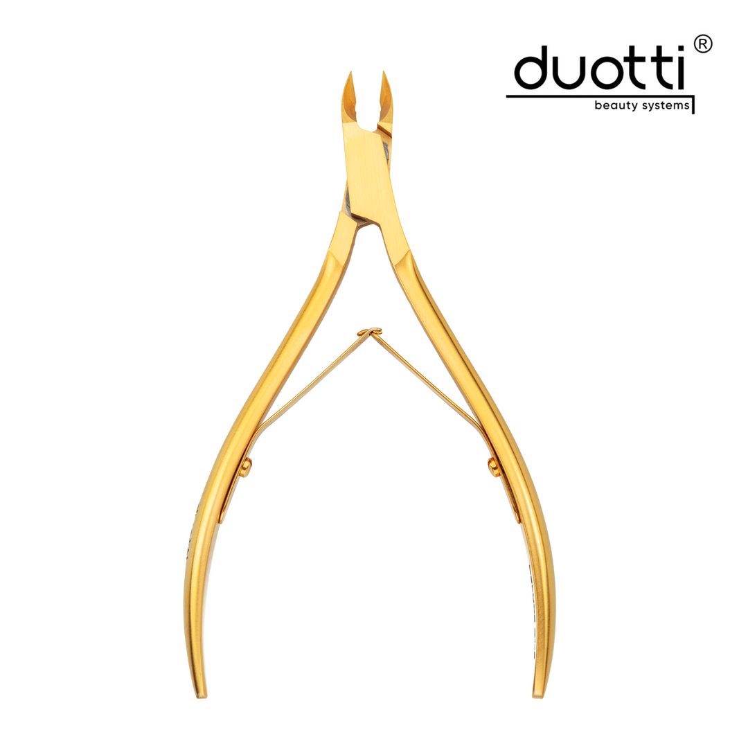 Професионални клещи за кожички Duotti PREMIUM 01, златно покритие, матирани, L-113 mm, остриета 5 mm – от категория Клещи