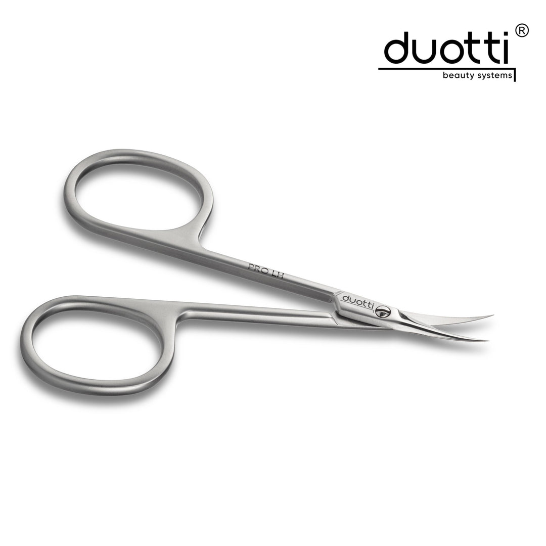 Професионална ножица за кожички Duotti за левичари PRO LH, матирана, L-90 mm, остриета 17 mm – от Elena Art Nails