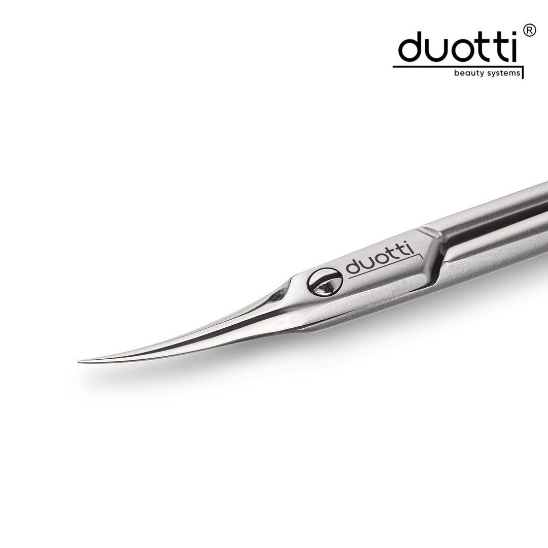 Професионална ножица за кожички Duotti PRO 01S, матирана, L-90 mm, остриета 17 mm – за обработка на кожички