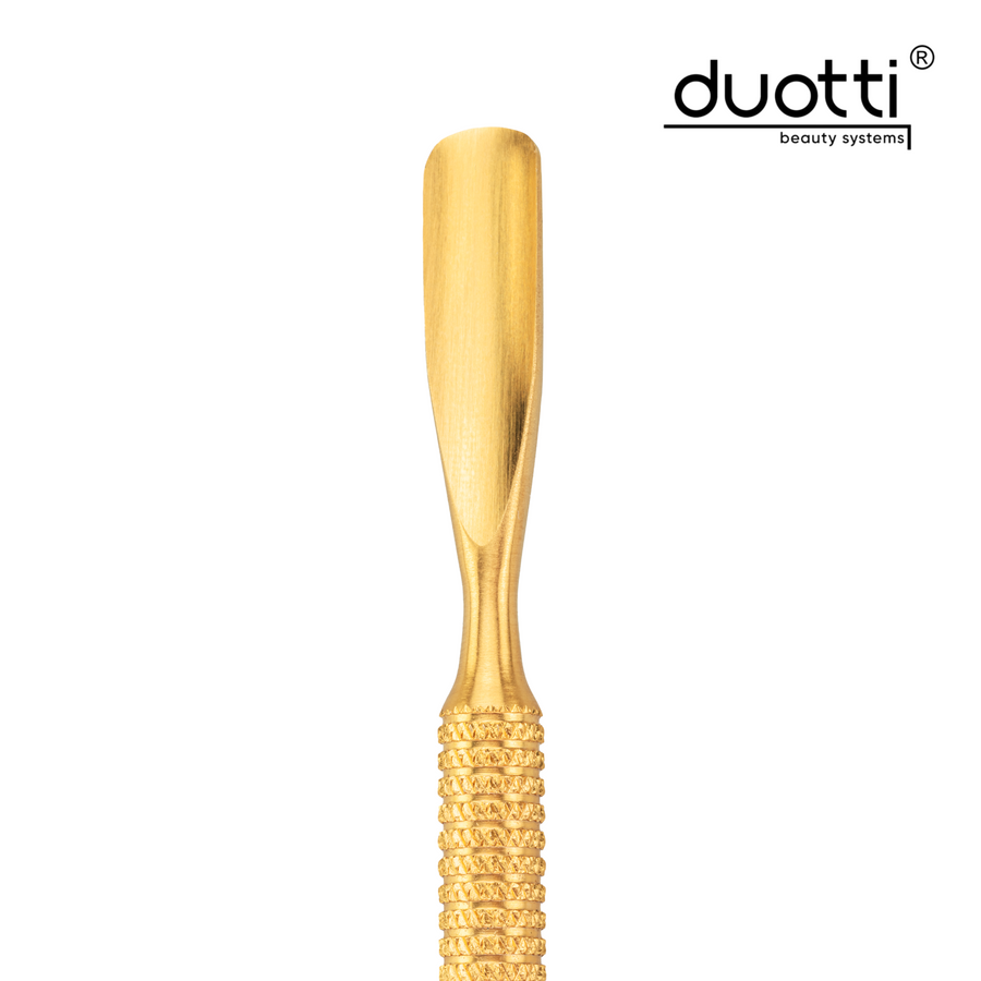 Професионален избутвач за маникюр и педикюр Duotti DELUXE, златно покритие, матирани, L-115 mm – от категория Избутвачи