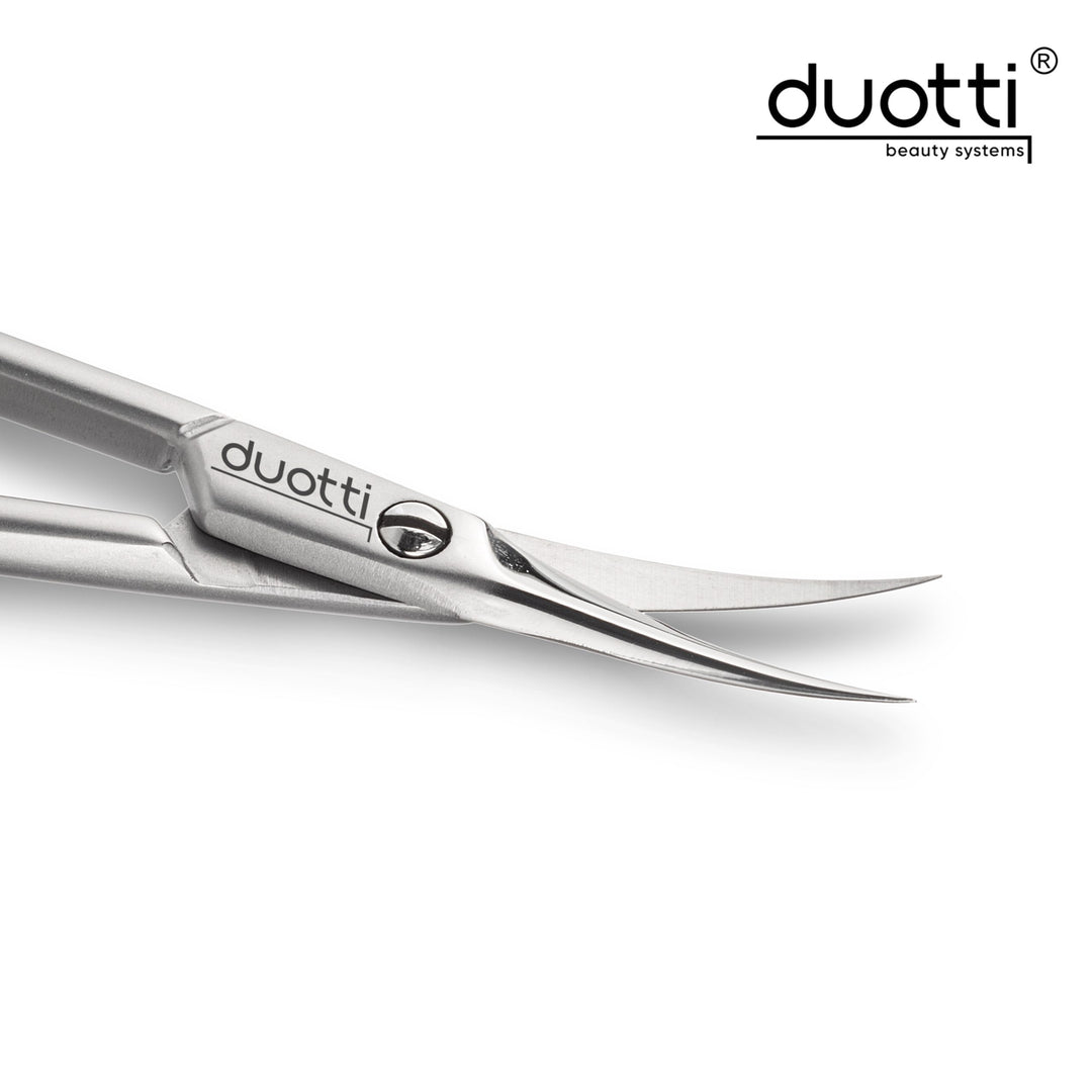 Професионална ножица за кожички Duotti за левичари PRO LH, матирана, L-90 mm, остриета 17 mm – за обработка на кожички