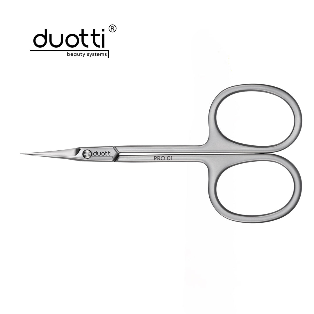 Професионална ножица за кожички Duotti PRO 01, матирана, L-91 mm, остриета 19 mm – за обработка на кожички