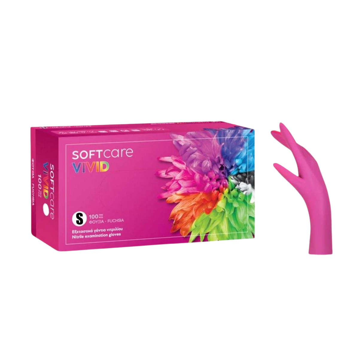 Pink disposable nitrile gloves, 100 pieces