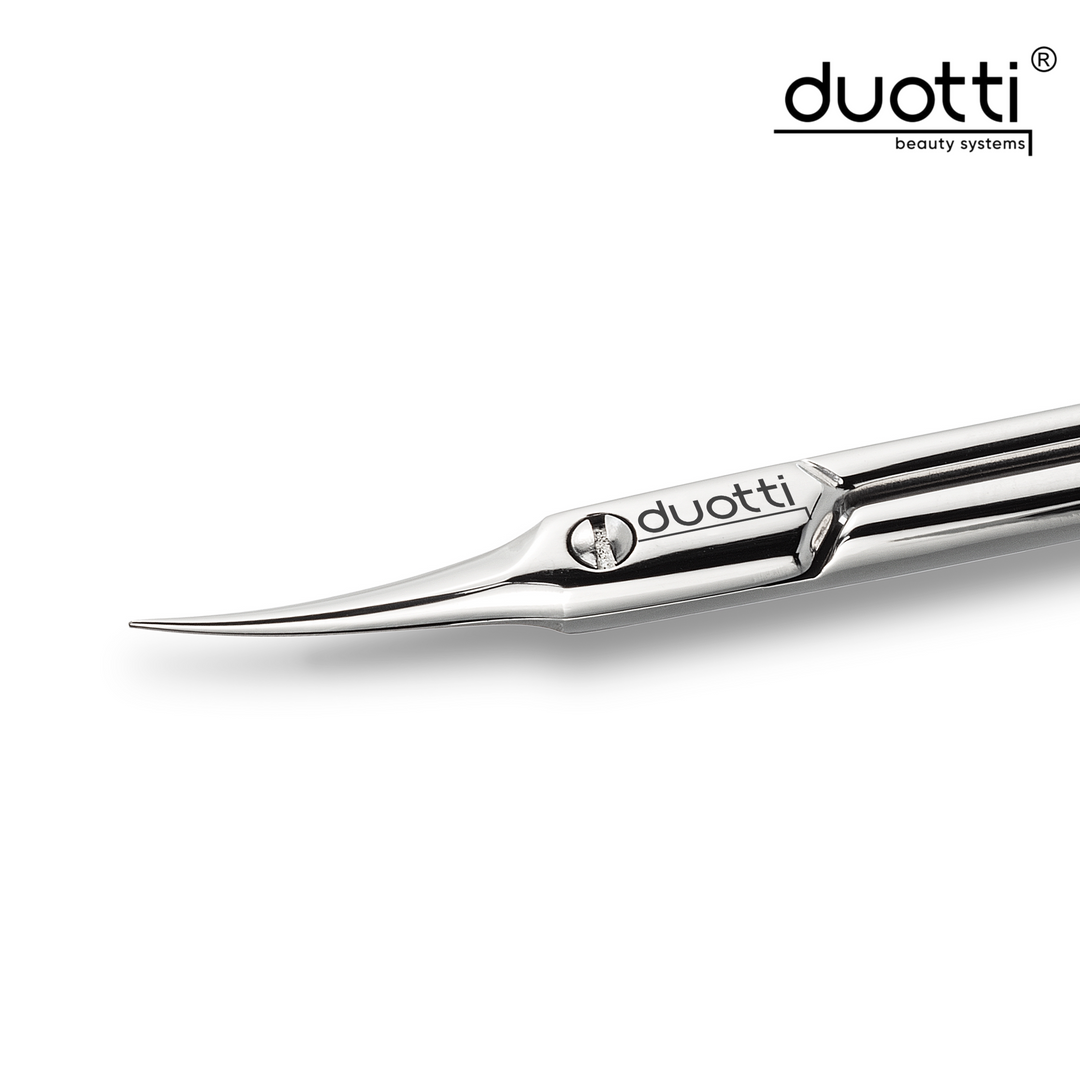 Професионална ножица за кожички Duotti ULTRA 01S, огледално полирана, L-90 mm, остриета 17 mm – Duotti Beauty Systems за професионални нокти