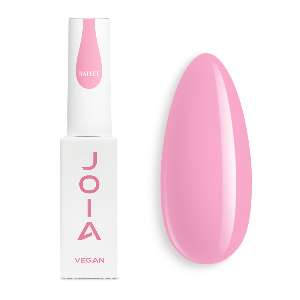 Течен гел JOIA vegan, Ballet, 8 ml – шишенцето и типсове с нанесен цвят
