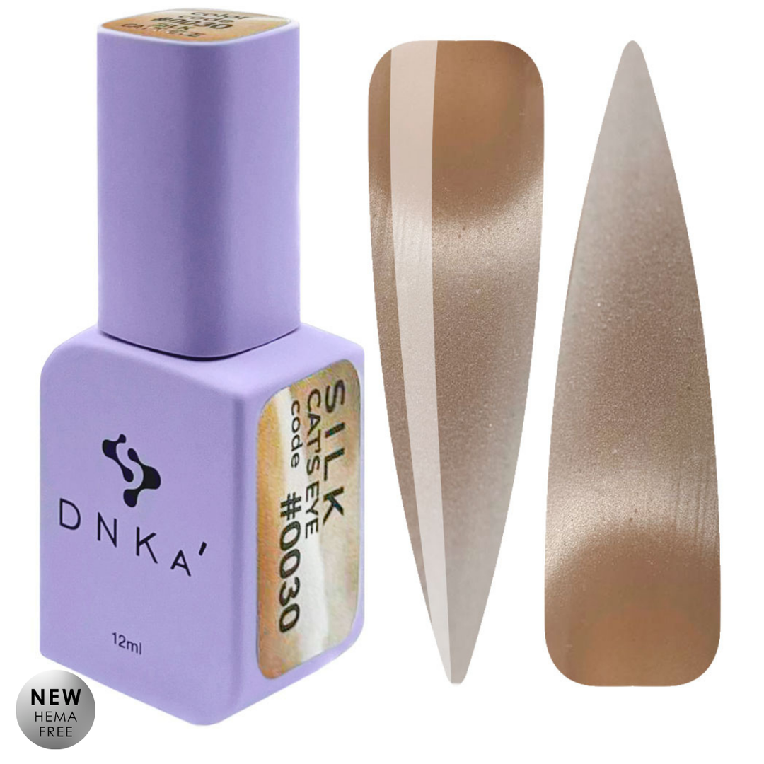 Гел лак CAT`S EYE SILK "DNKa", #0030 12 ml – златист нюанс, с ефект котешко око