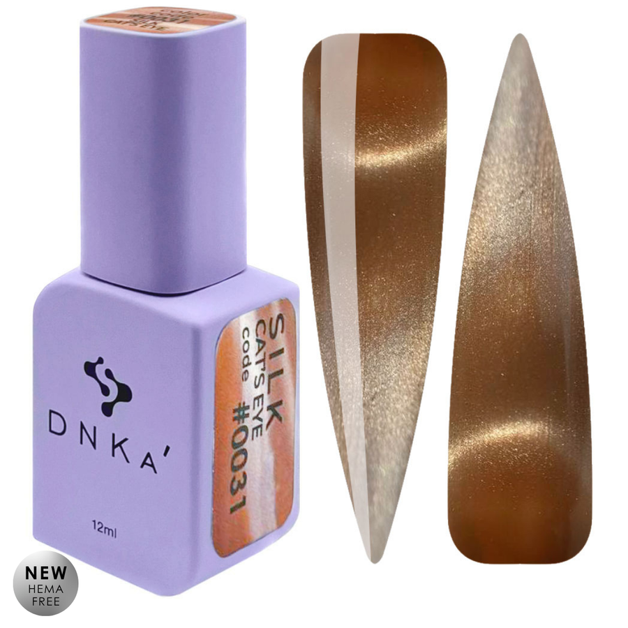 Гел лак CAT`S EYE SILK "DNKa", #0031 12 ml – златист нюанс, с ефект котешко око