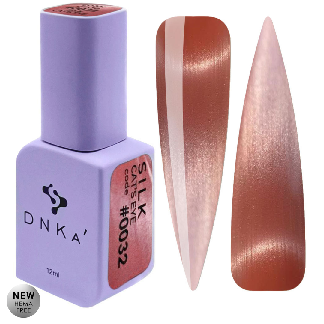 Гел лак CAT`S EYE SILK "DNKa", #0032 12 ml – розов нюанс, с ефект котешко око