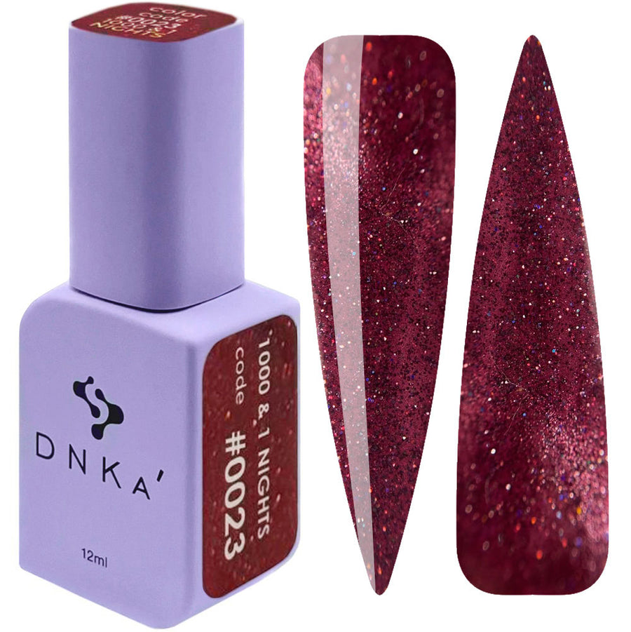 Гел лак "DNKa" 1000 &amp; 1 NIGHTS #0023 12 ml – червен нюанс, с ефект котешко око