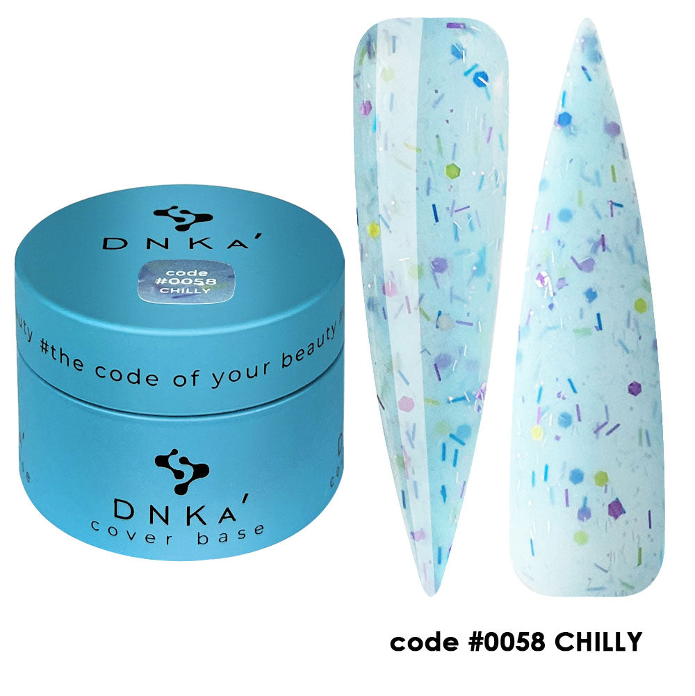 Цветна каучукова основа NEW FORMULA "DNKa" #0058 Chilly – с блестящи частици