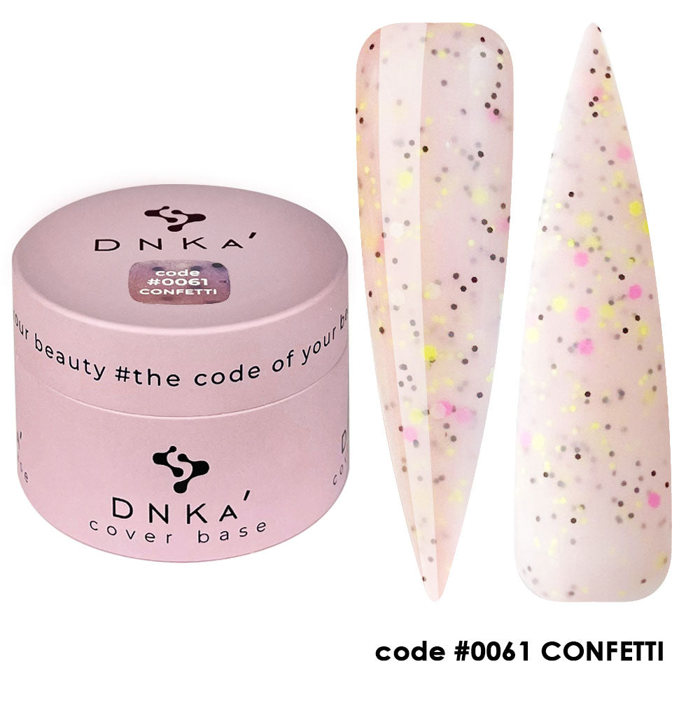 Цветна каучукова основа NEW FORMULA "DNKa" #0061 Confetti – за нанасяне на гел лак