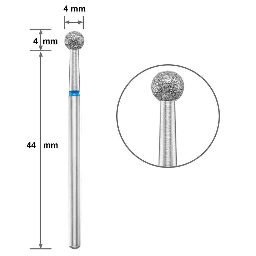 Диамантен накрайник Duotti - топче - синя насечка - ⌀ 4 mm – диамантен накрайник от Duotti Beauty Systems