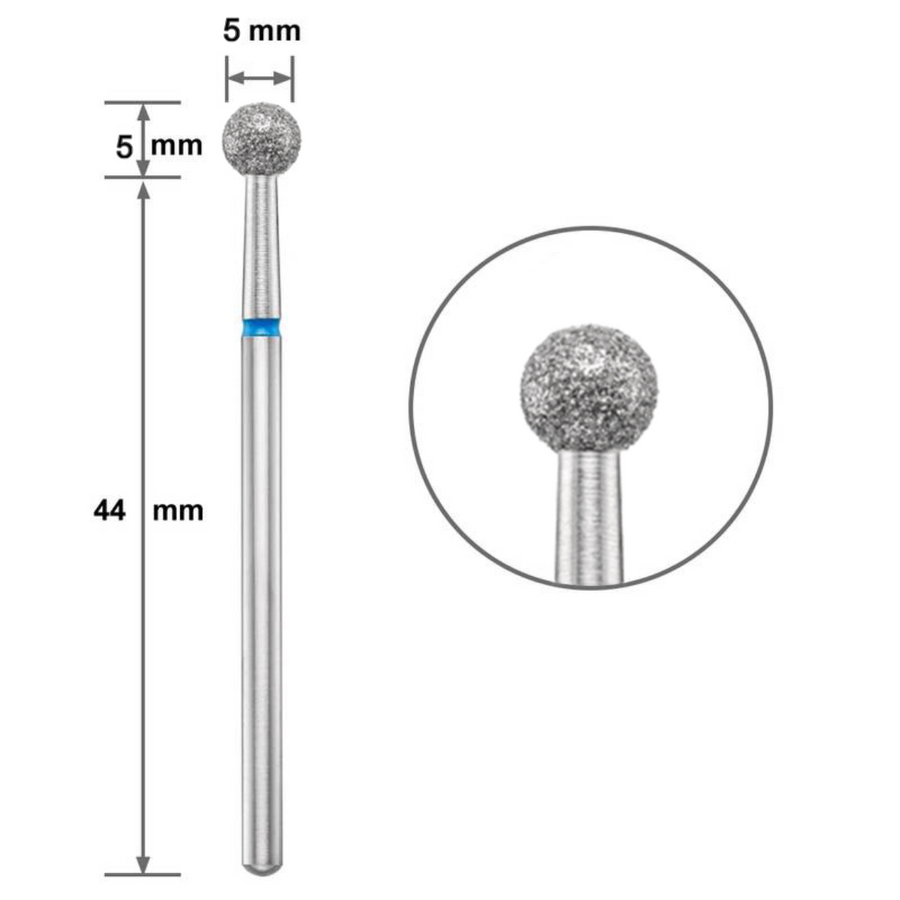 Диамантен накрайник Duotti - топче - синя насечка - ⌀ 5 mm – диамантен накрайник от Duotti Beauty Systems