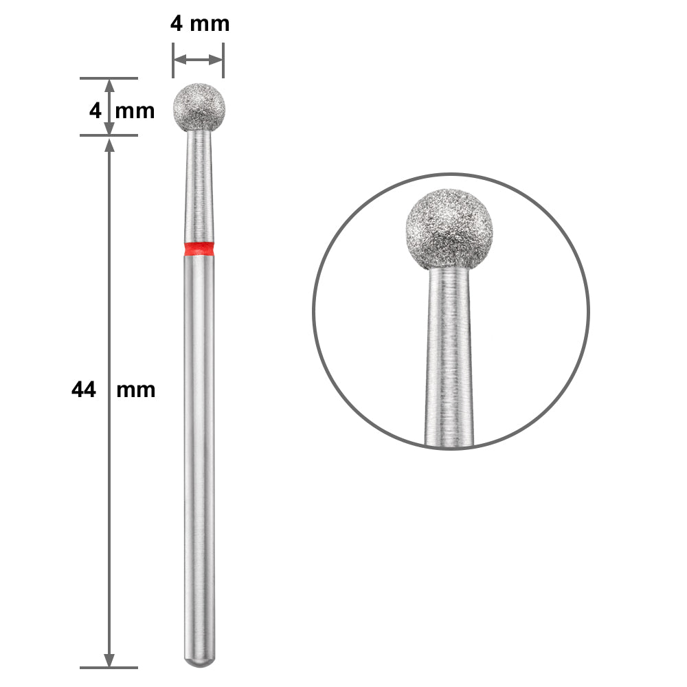 Диамантен накрайник Duotti - топче - червена насечка - ⌀ 4 mm – диамантен накрайник от Duotti Beauty Systems