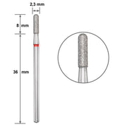 Диамантен накрайник  Duotti - заоблен цилиндър - червена насечка - ⌀ 2,3 mm