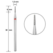 Диамантен накрайник  Duotti - безопасно тънък- червена насечка ⌀ 1,2 mm