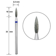 Duotti Diamond Tip – Flame – Sharp Tip – Blue Groove – ⌀ 2.3 mm, L – 10 mm
