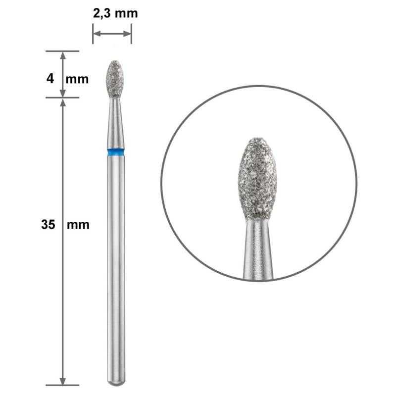 Диамантен накрайник Duotti - маслина - синя насечка - ⌀ 2,3 mm – диамантен накрайник от Duotti Beauty Systems