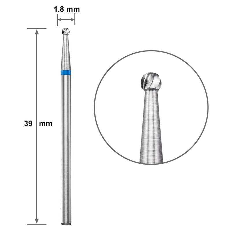 Твърдосплавен накрайник Duotti - Micro-Ball - синя насечка - ⌀ 1,8 mm – твърдосплавен накрайник от Duotti Beauty Systems