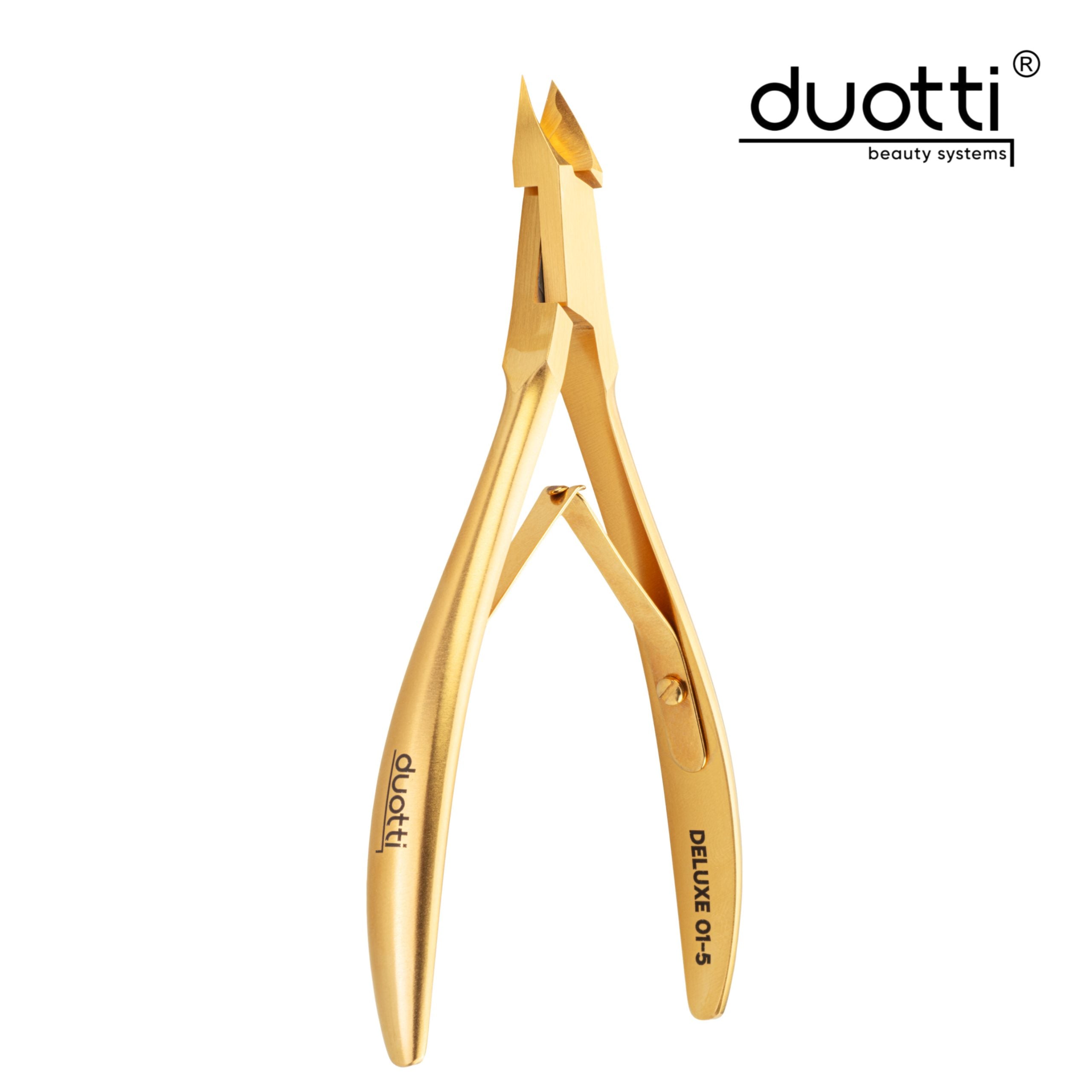 Професионални клещи за кожички Duotti PREMIUM 01, златно покритие, матирани, L-113 mm, остриета 5 mm