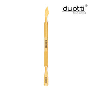 Професионален избутвач за маникюр и педикюр Duotti DELUXE, златно покритие, матирани, L-115 mm