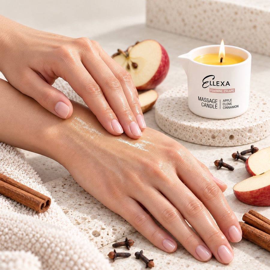 Масаж на ръце с масажна свещ ELLEXA FEMININE ESCAPE – разтопено масло за подхранване на кожата
