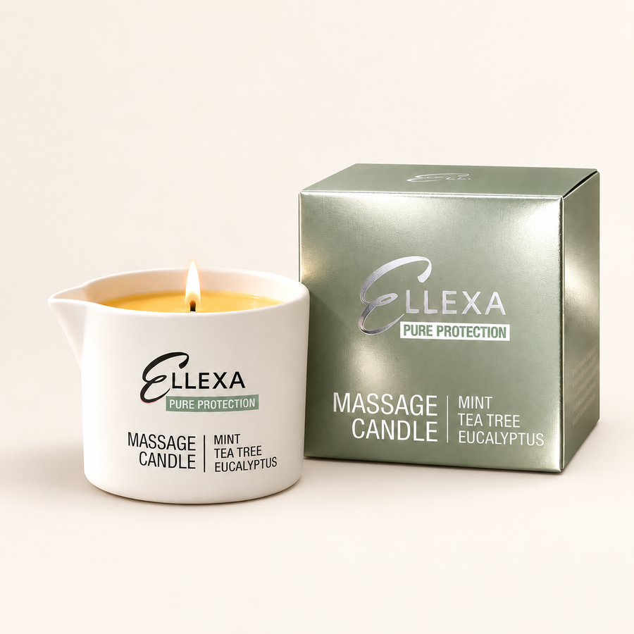 Масажна свещ за педикюр ELLEXA PURE PROTECTION с опаковка – мента, чаено дърво и евкалипт