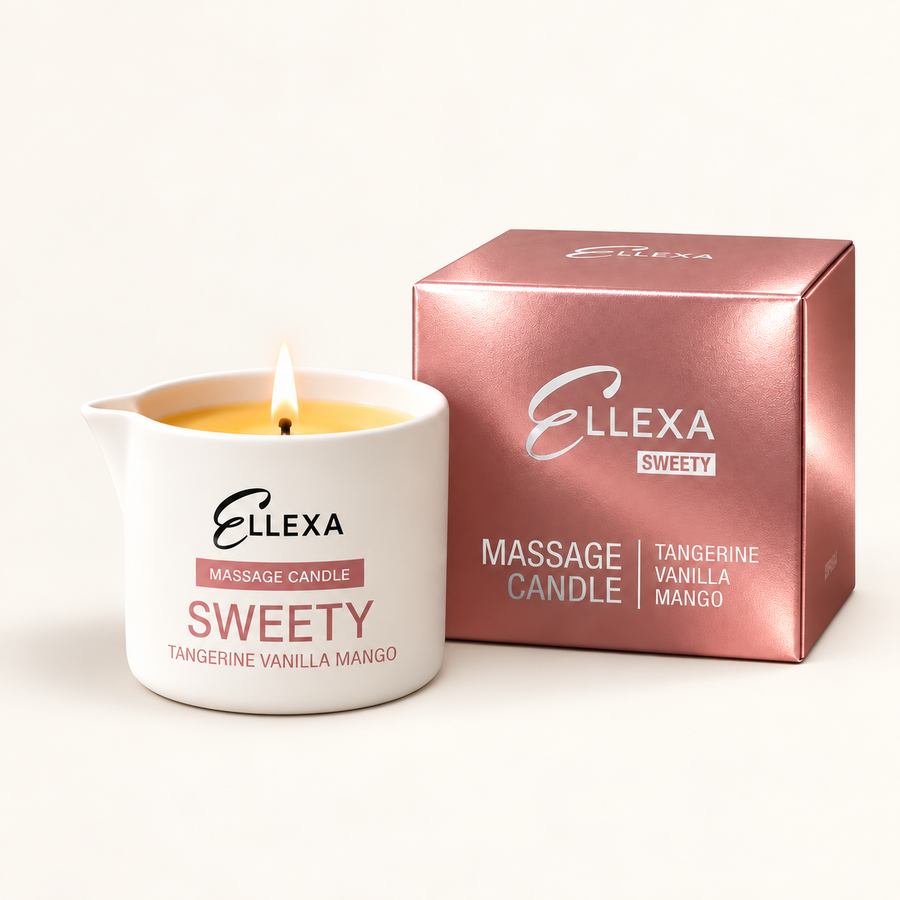 Масажна свещ ELLEXA SWEETY с опаковка – мандарина, ванилия и манго