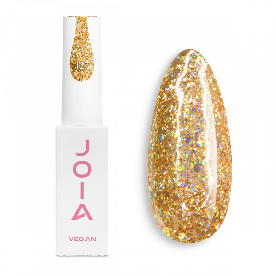 Гел лак 127 JOIA vegan, 6 ml – златист нюанс, многоцветен