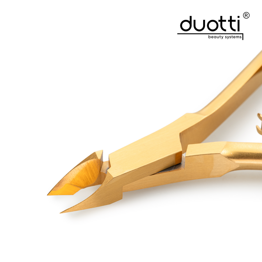 Професионални клещи за кожички Duotti PREMIUM 01, златно покритие, матирани, L-113 mm, остриета 5 mm – от категория Инструменти за маникюр