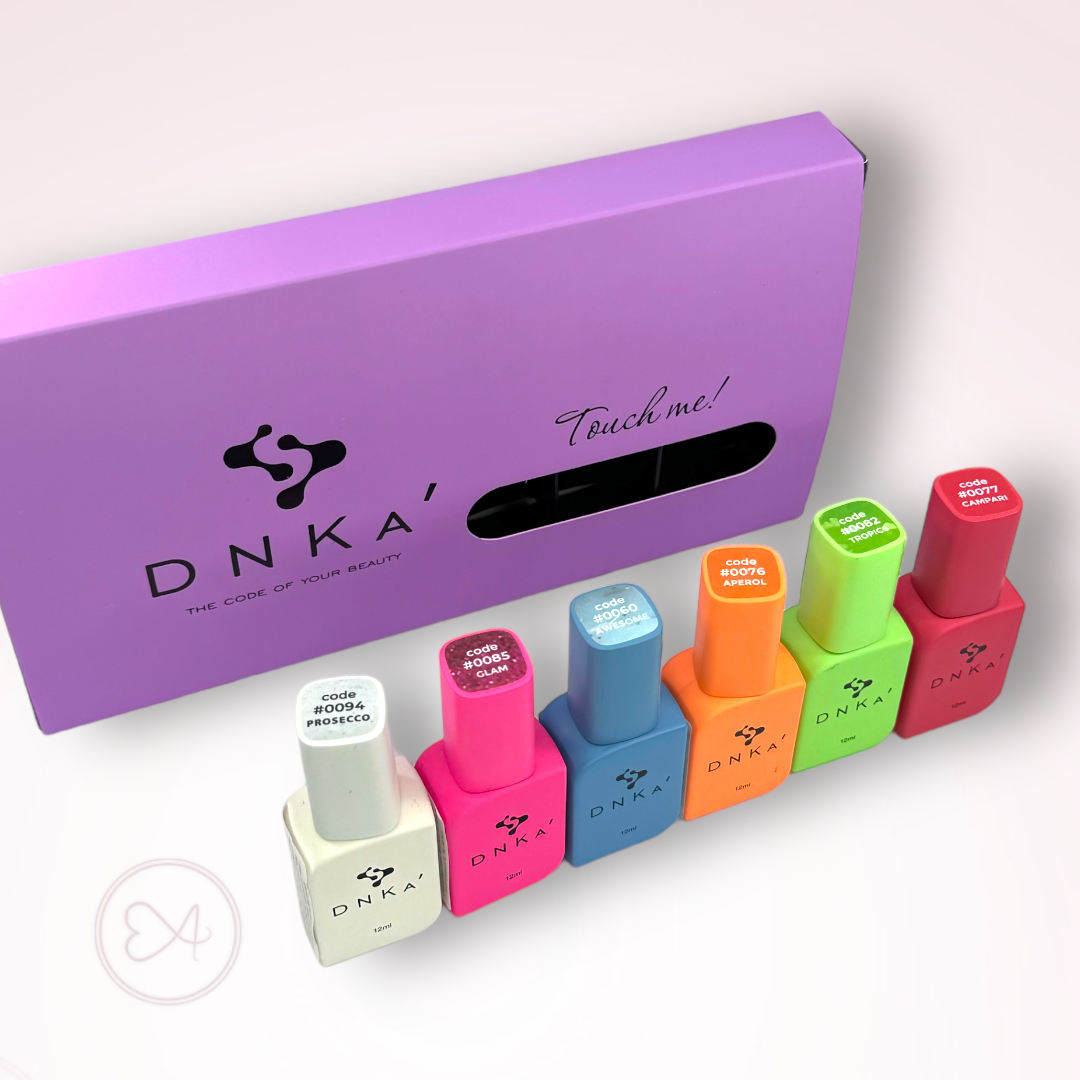 Комплект 5+1 ПОДАРЪК цветни каучукови основи DNKa` в луксозна кутия – от категория Комплекти