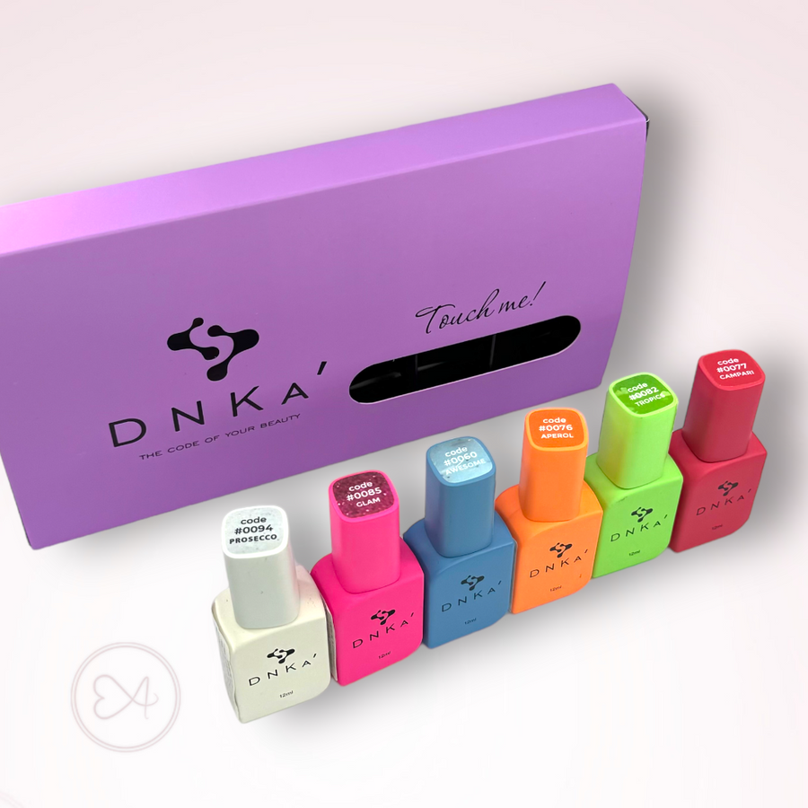 Комплект 5+1 ПОДАРЪК цветни каучукови основи DNKa` в луксозна кутия – от категория Комплекти