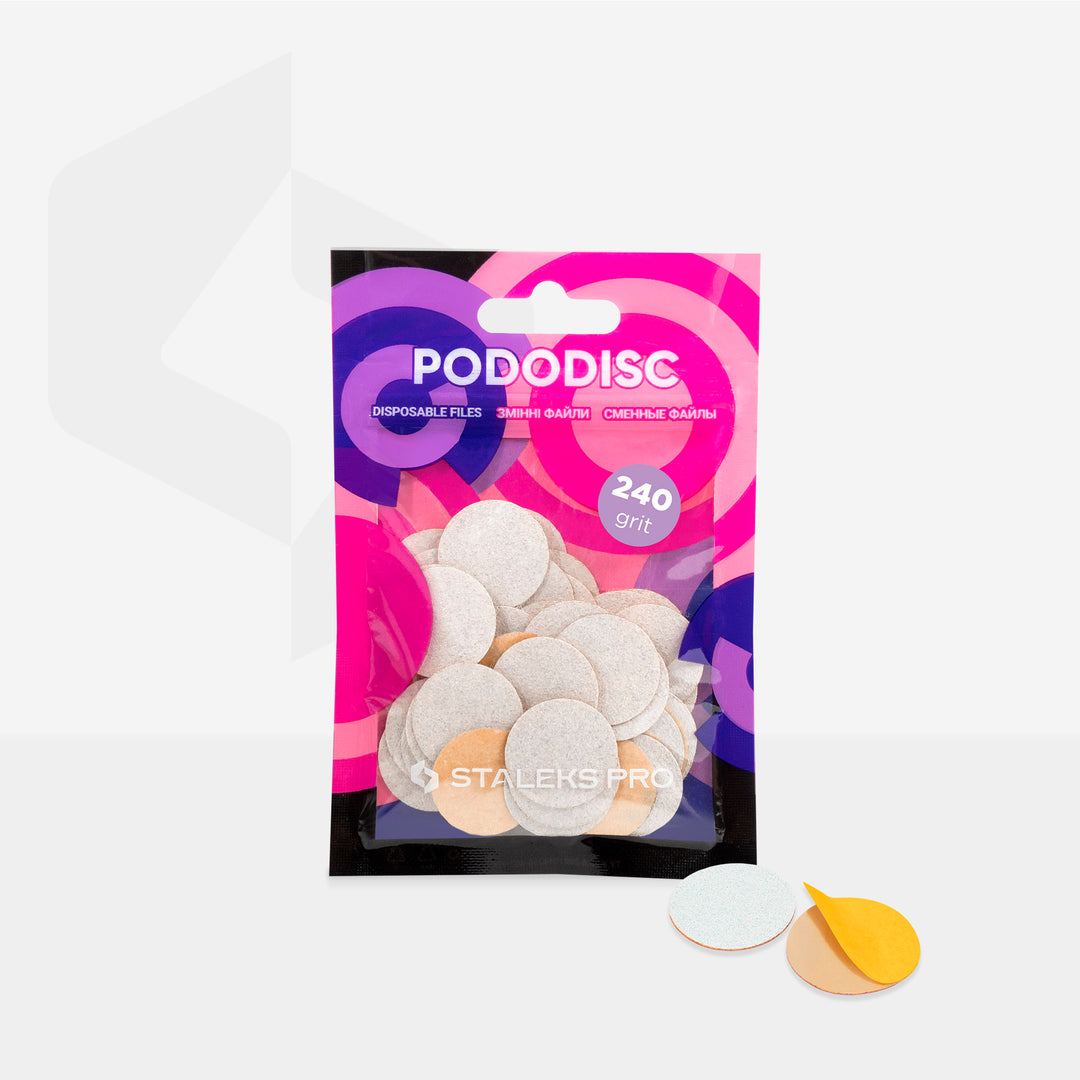 Сменяеми файлове за диск за педикюр STALEKS PRO M 240 grit (50 бр) – от категория Инструменти за маникюр